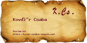 Kovár Csaba névjegykártya