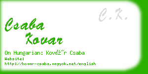 csaba kovar business card